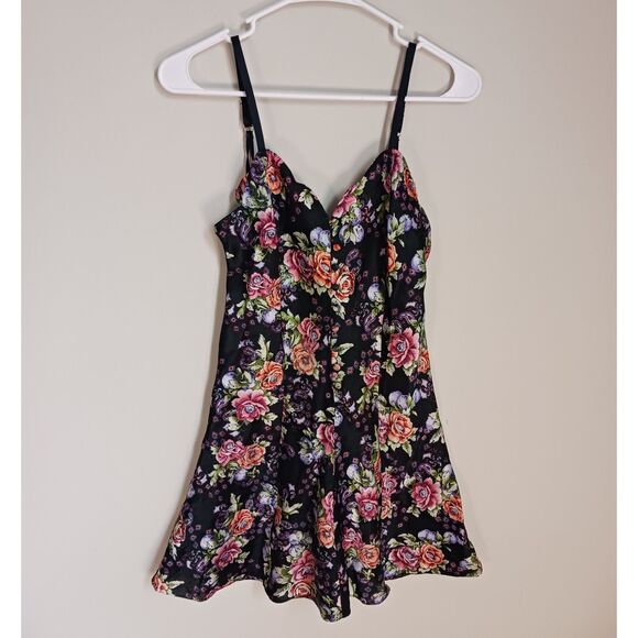 Repaired Vintage Roses & Blueberries Printed Button-Up Slip Dress - Picture 3 of 16